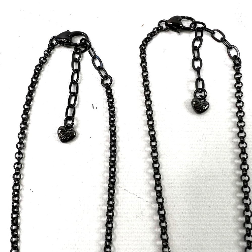 Brighton Monarch Necklaces Set of 2 Love Strength 18" Black Chains - Picture 10 of 10